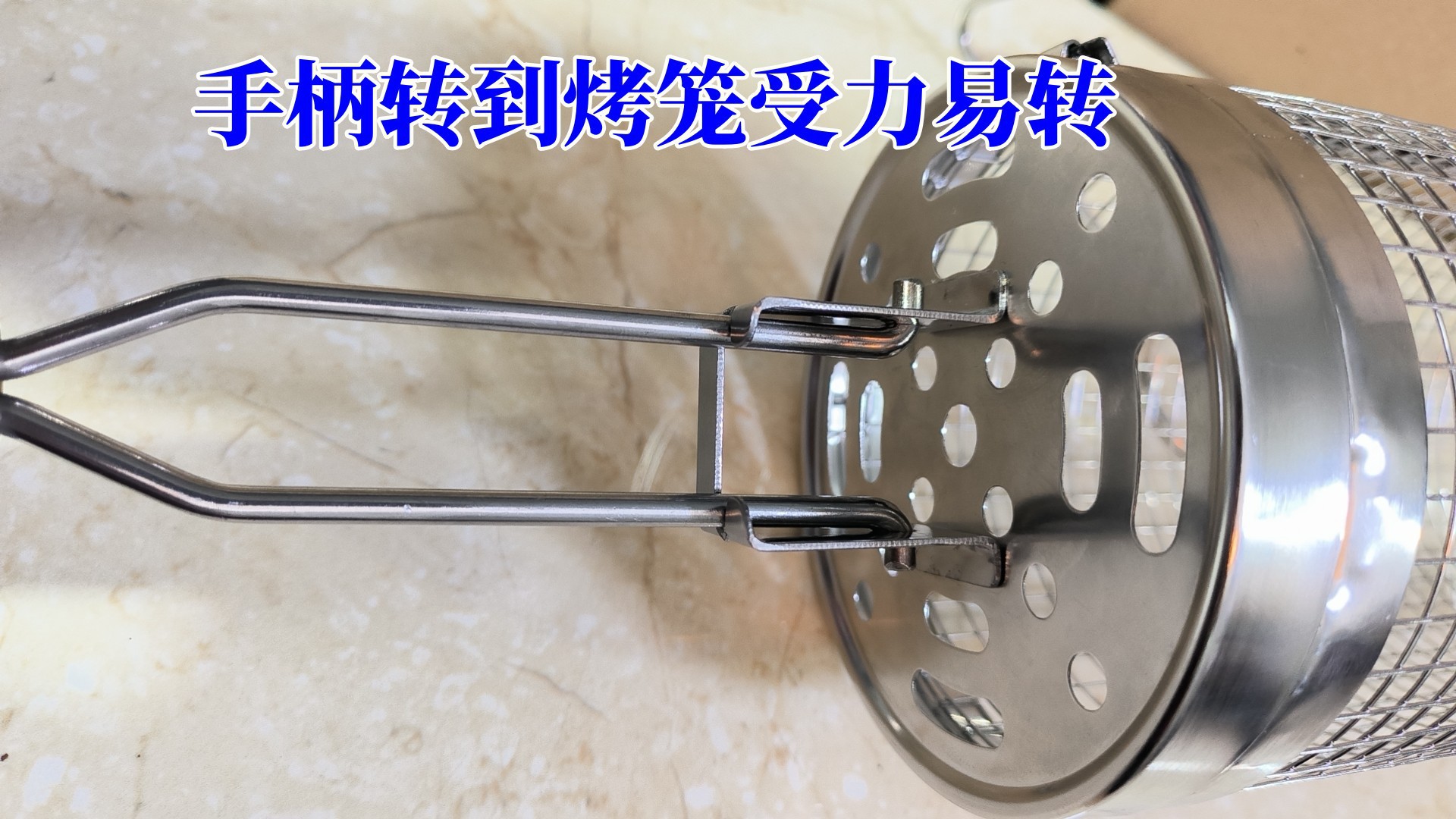 Round stainless steel barbecue cage handle flip cover integrated barbecue cage, outdoor manual rolling barbecue cage pic 9