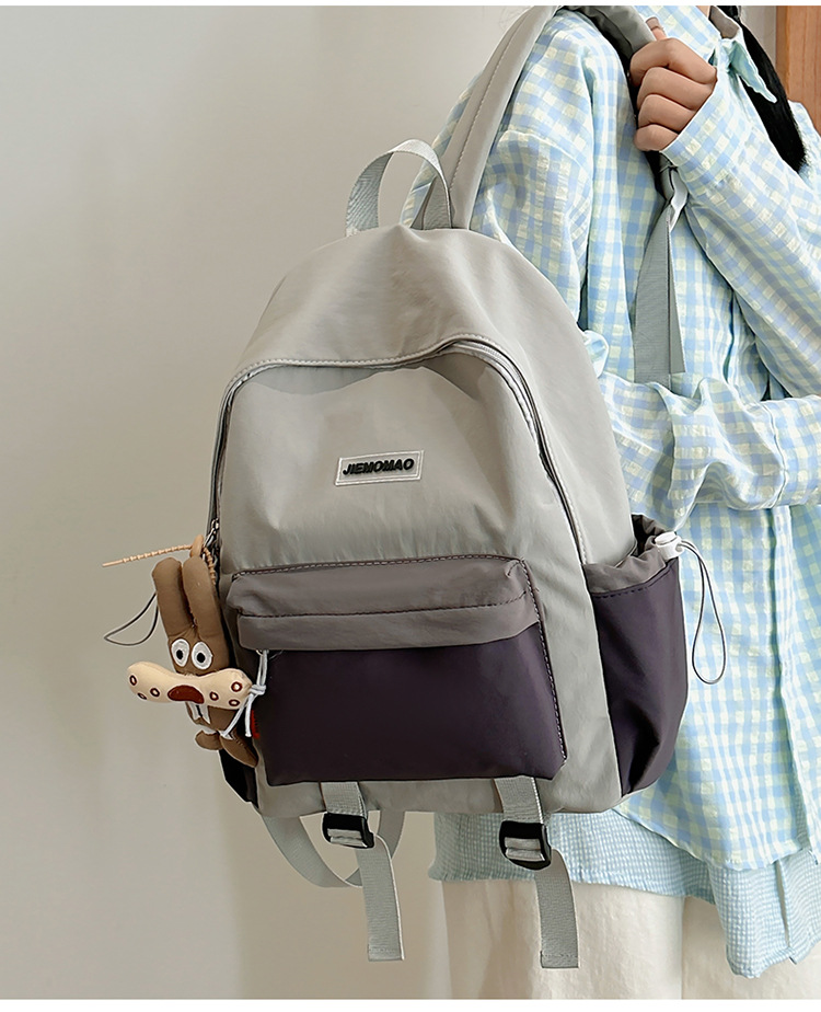 跨境新款学院风百搭双肩包初高中学生上课书包撞色洋气轻便双背包详情14