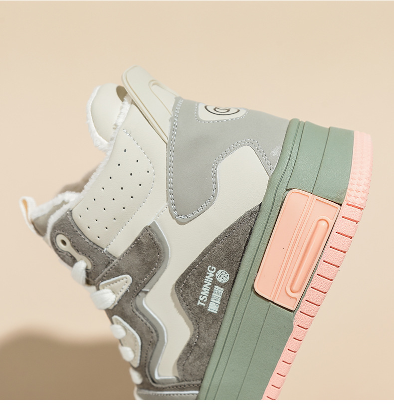 真皮高帮鞋女秋冬厚底拼色板鞋2025新款加绒休闲ins风运动鞋子女详情20