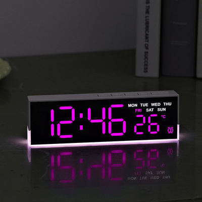 16寸大屏功能显示时钟北欧数字钟表简约客厅挂钟led壁挂钟6626详情8