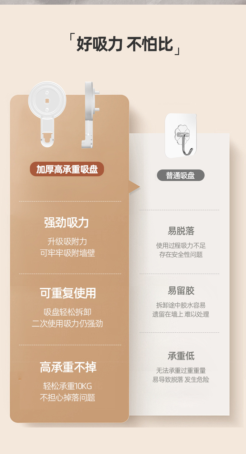 新款水波纹吸盘式卫生间置物架壁挂免打孔透明挂篮收纳筐沥水篮详情30