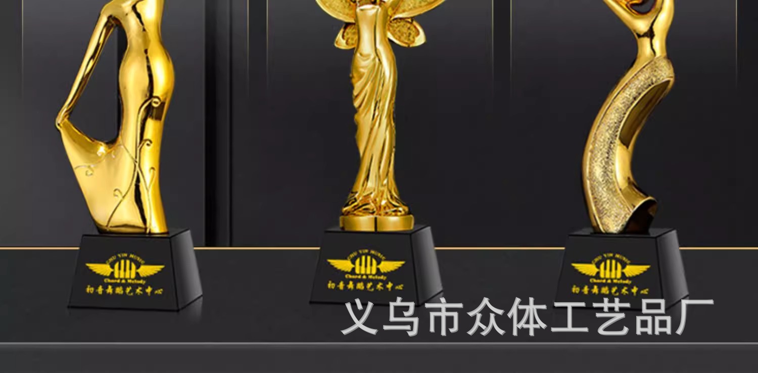 Wholesale of new gold, silver and copper thumb five-pointed star employee award crystal trophies from the Creative Resin Trophy Team pic 24