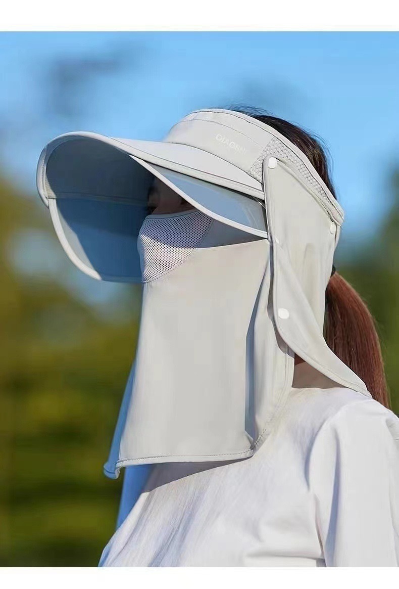 Summer sun hat, UV protection face mask, sun protection hat, wide-brimmed open-top outdoor cycling sun hat for women pic 18