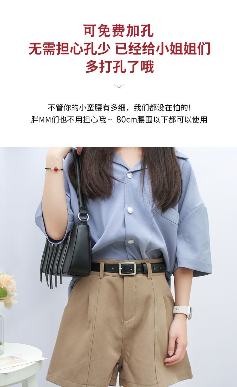 Perforated belt, practical and decorative jeans for women, black, thin, fashionable and retro student, ins style belt, trendy for ladies pic 32
