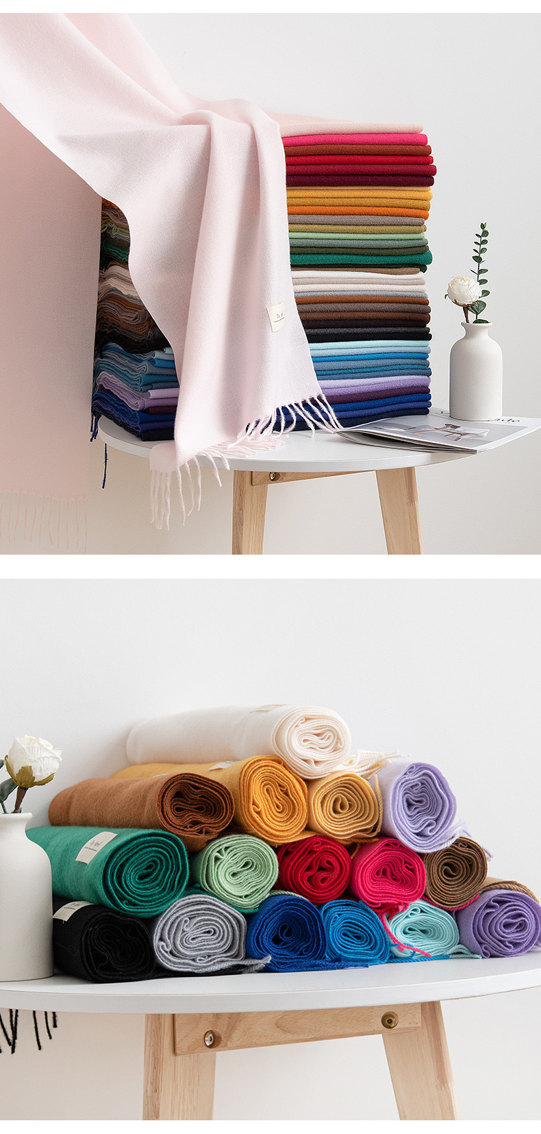 羊绒手感纯色围巾女仿羊绒2024秋冬氛围感韩系百搭中长款披肩围脖详情18