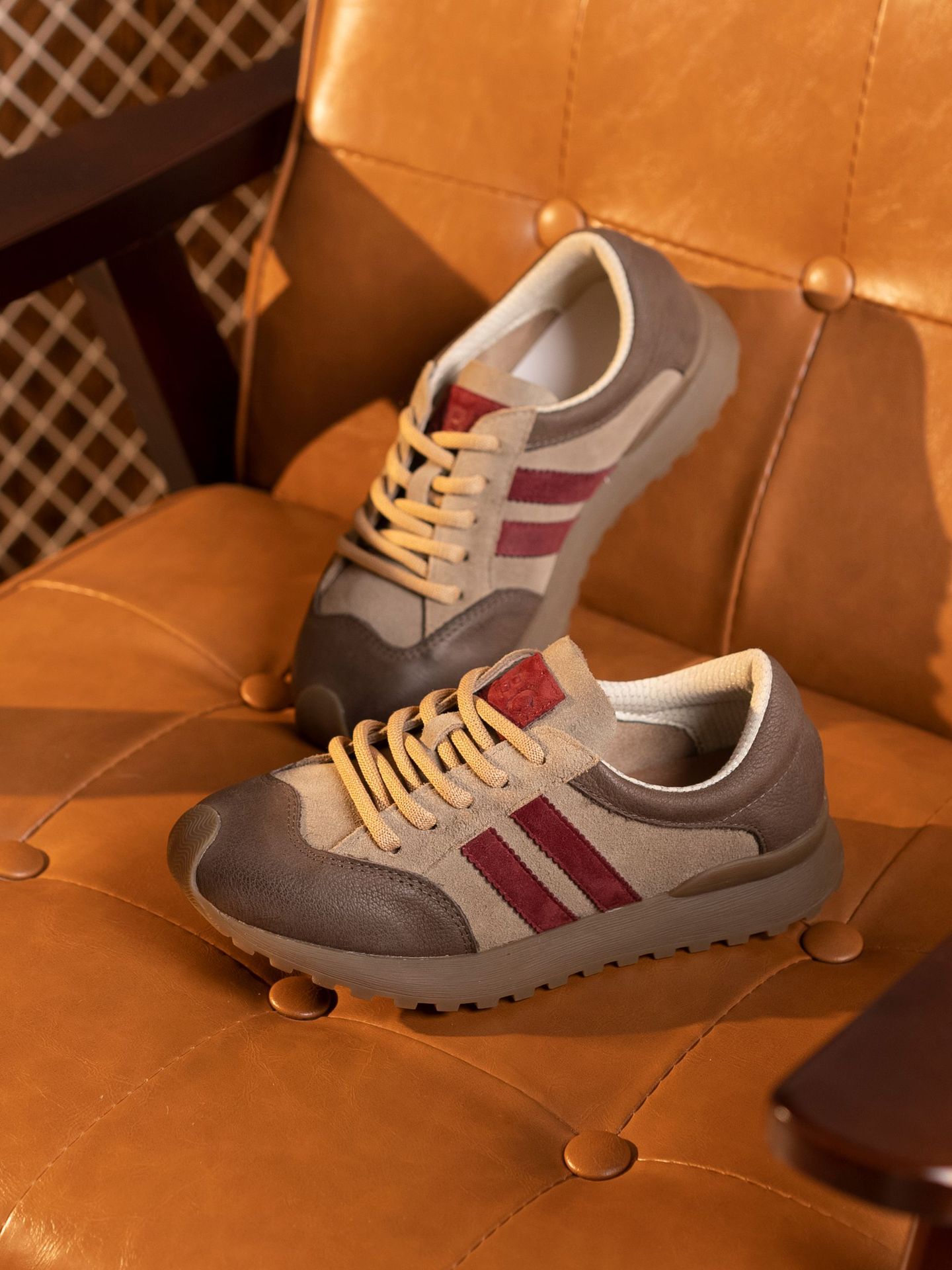 旅途 复古阿甘鞋透气休闲女鞋系带运动皮鞋潮流百搭德训鞋子批发详情5