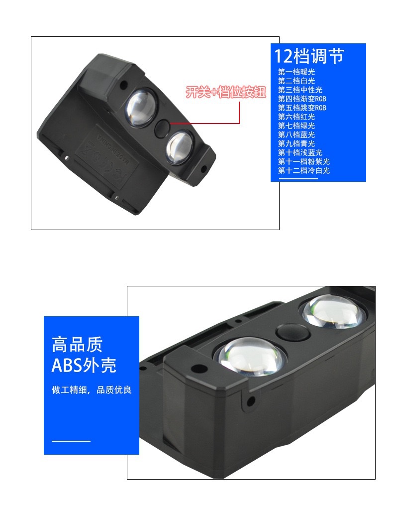 New solar-powered wall-washing light, high-brightness convex lens wall lamp, outdoor garden yard 12-speed color-adjustable fence light pic 9