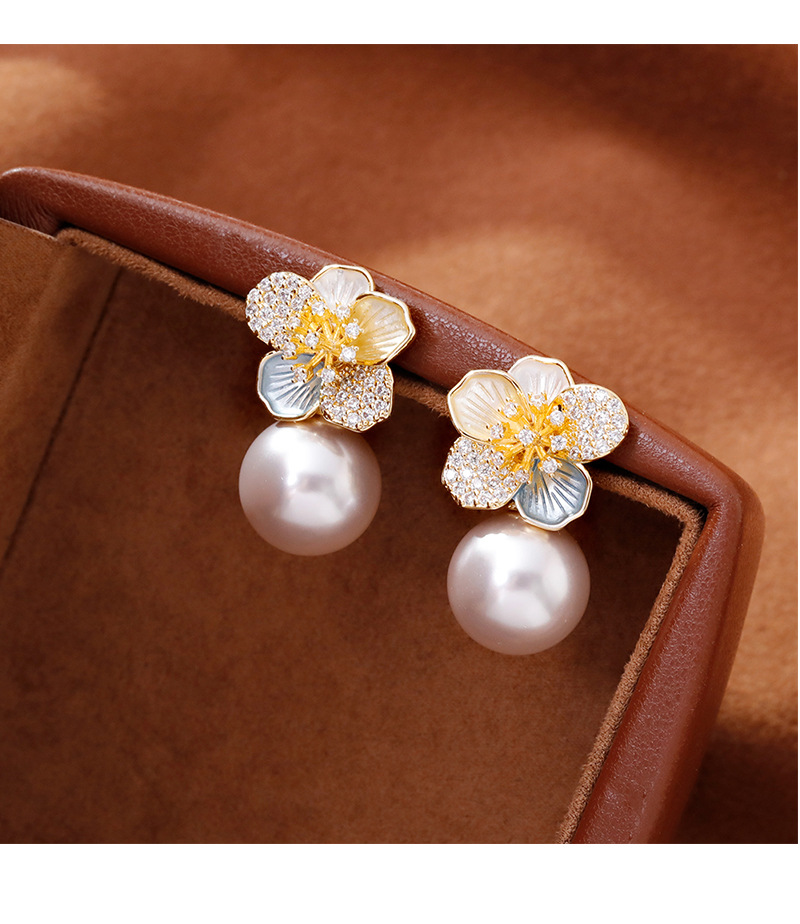 Hyacinth fashion hyacinth, светловолосые цветочки, жемчужные серьги, маленькие женщины, создавай дорогие сенсорные серьги, 2025 бадминтоударные серьги для ушей pic 8