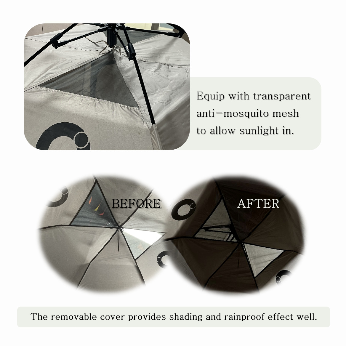 Outdoor sunshade, camping full set of equipment, sky tent, silver-coated sun-protective fabric, camping, multi-functional hexagonal tent pic 9