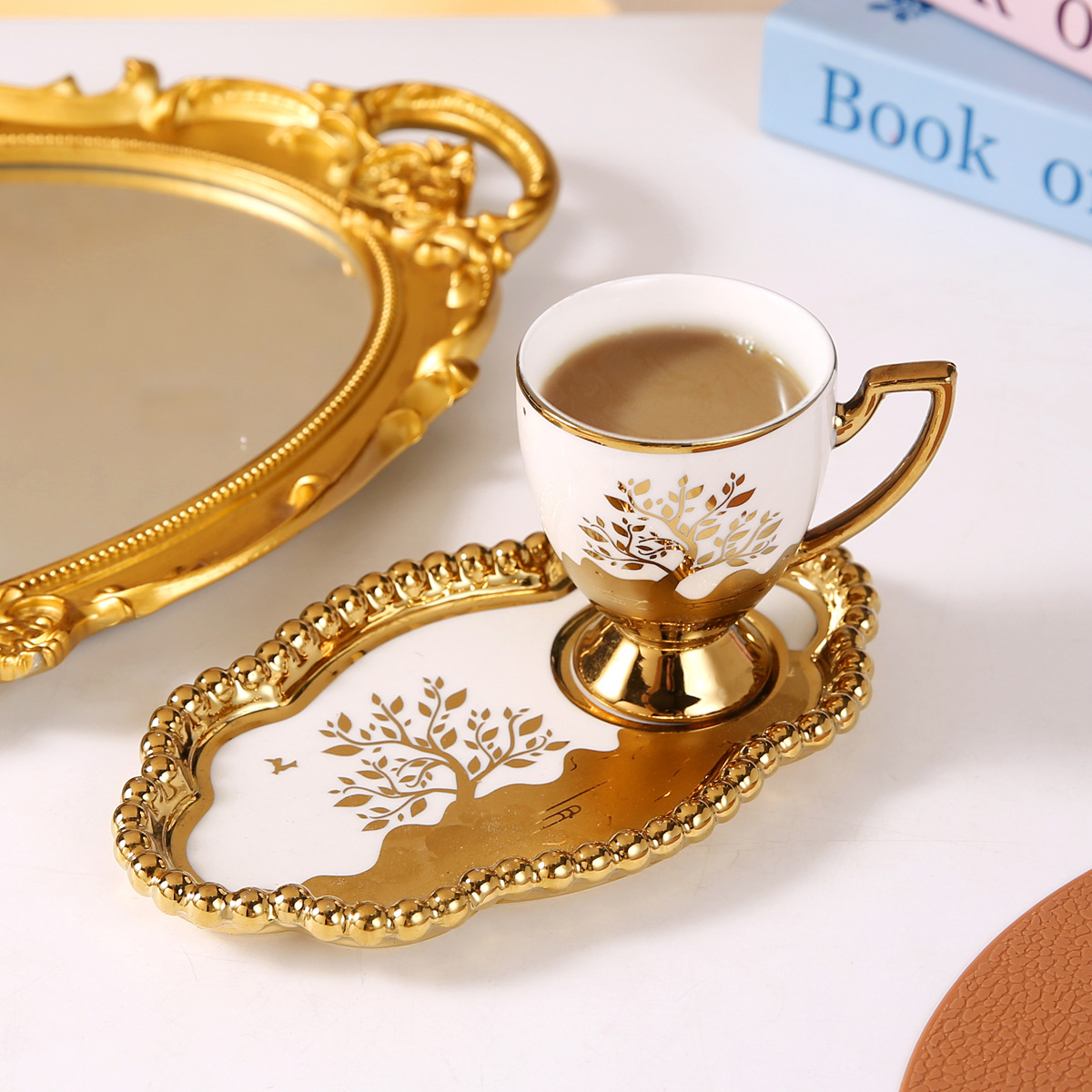 European-style ceramic cups, gold-plated creative coffee cup and saucer sets, Middle Eastern, European and American electroplated cups, business gift wine glasses pic 8