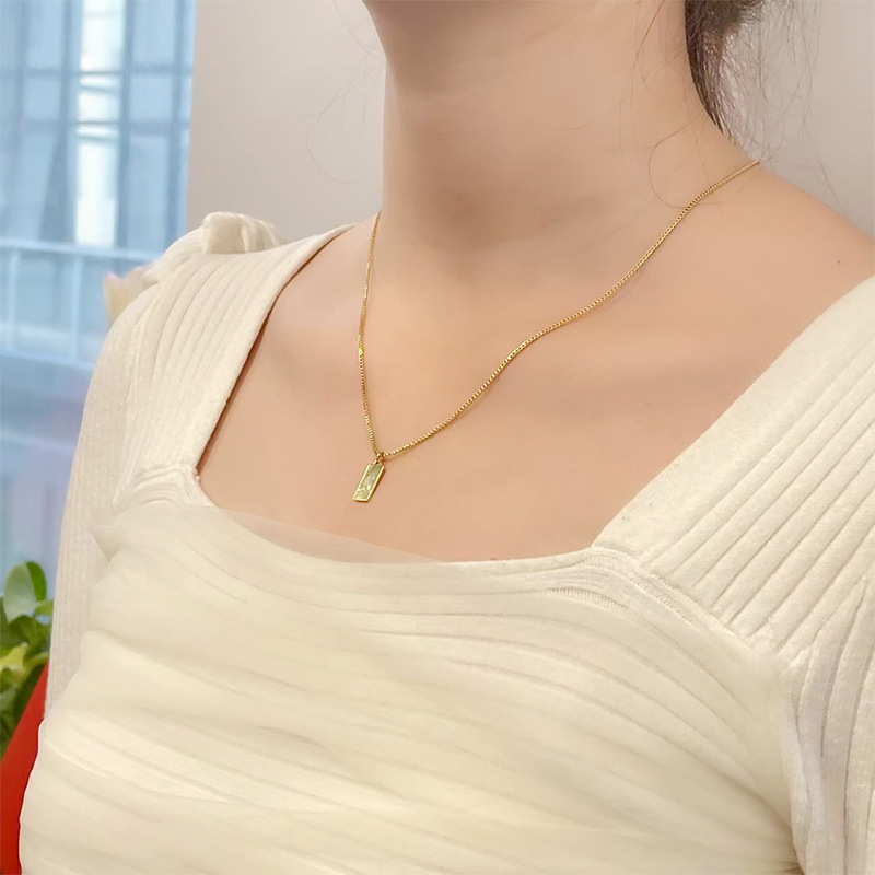 黄铜镀18K真金 欧美小众时尚简约风高级感小众吊坠项链颈项链饰品详情3