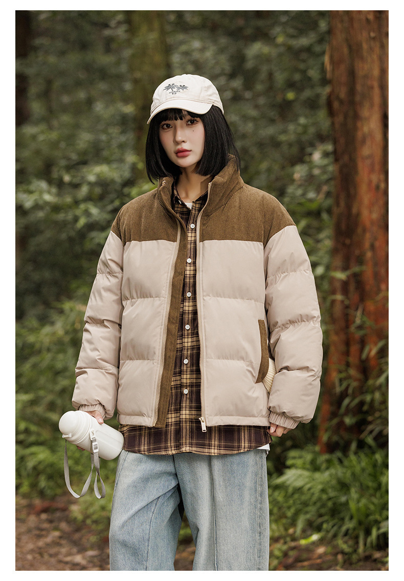 New winter fleece cotton-padded jackets for both men and women, thickened and warm cotton-padded jackets, couple bread jackets, and trendy color-blocked cotton-padded jackets pic 12
