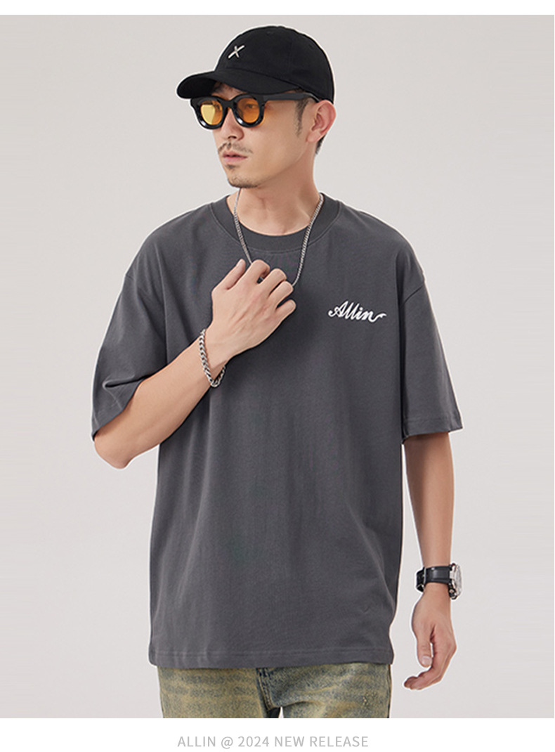 The 2025 summer new half-sleeved T-shirt for men is a trendy and versatile short-sleeved American retro printed loose round-neck T-shirt pic 51