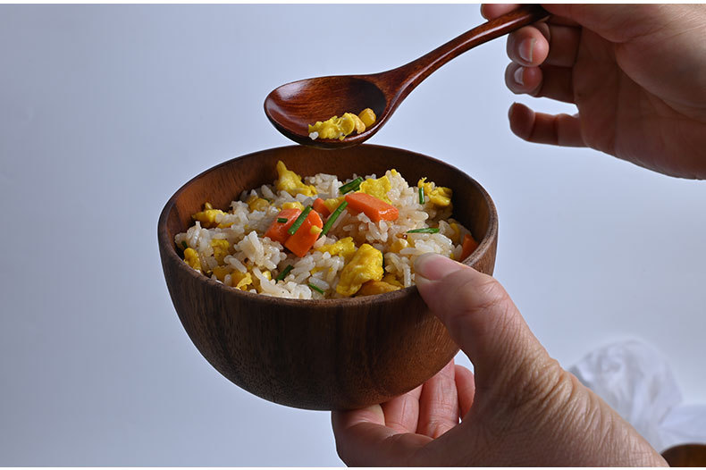 整木圆形复古风相思木碗木头日式沙拉碗实木装汤碗量大从优详情14