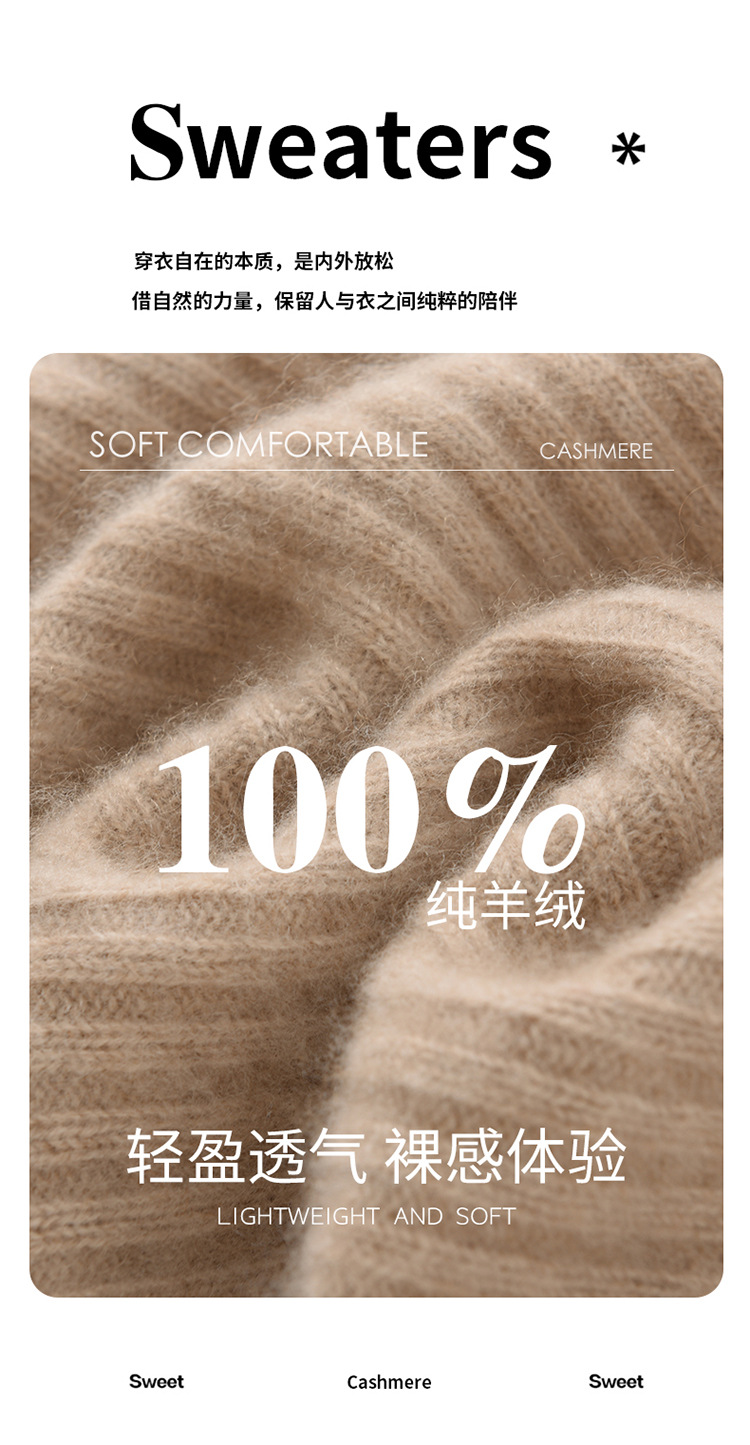 100% cashmere semi-high-neck cashmere sweater for women in autumn and winter, long-sleeved knitted base layer, thick warm sweater for women pic 3