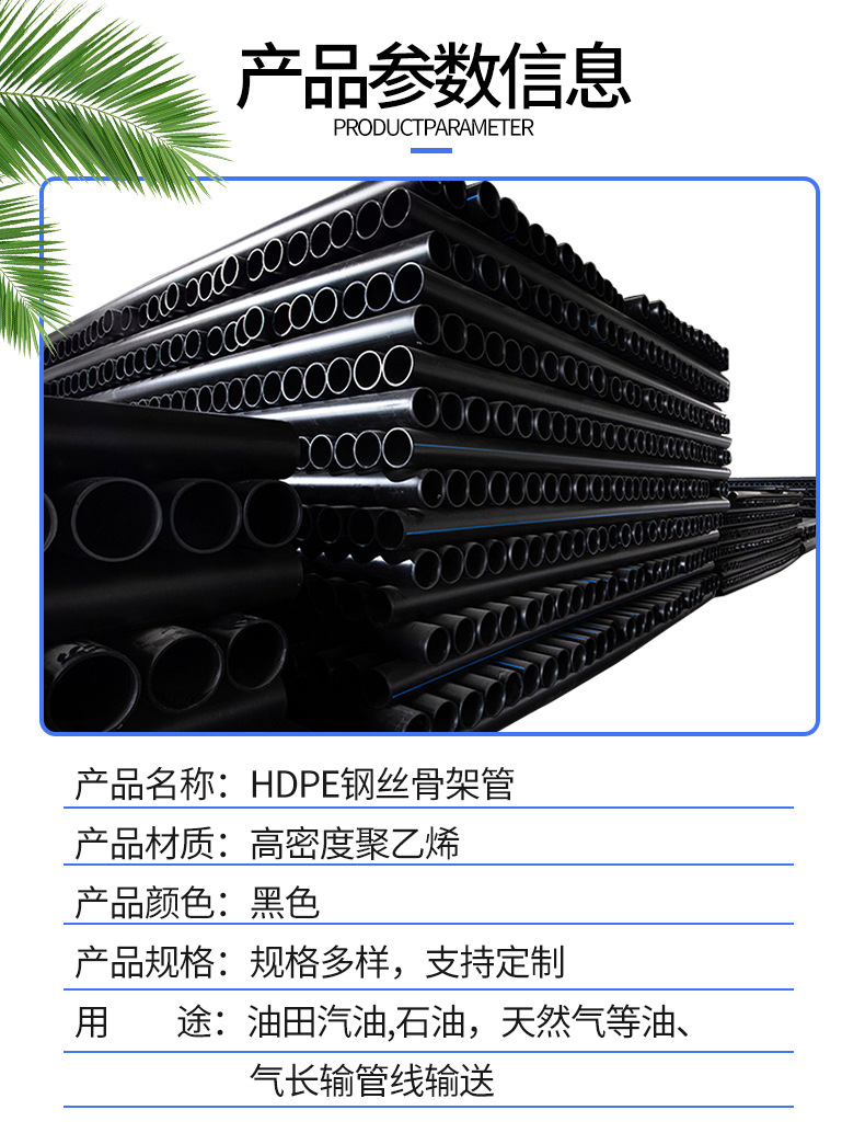 HDPE钢丝骨架管新型塑料复合管聚乙烯pe给水管srtp市政消防排水管详情7