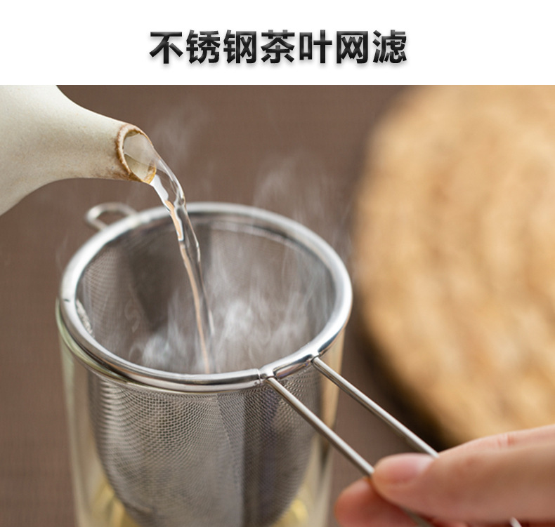 不锈钢过滤茶漏家用茶叶单耳过滤网茶具配件可悬挂滤渣器咖啡滤详情1