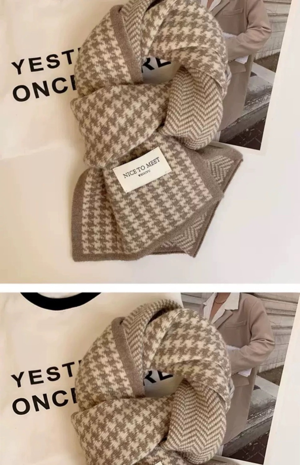 围巾冬天学生高中女生初中少女秋冬季感格子围脖男款日系加厚保暖详情8