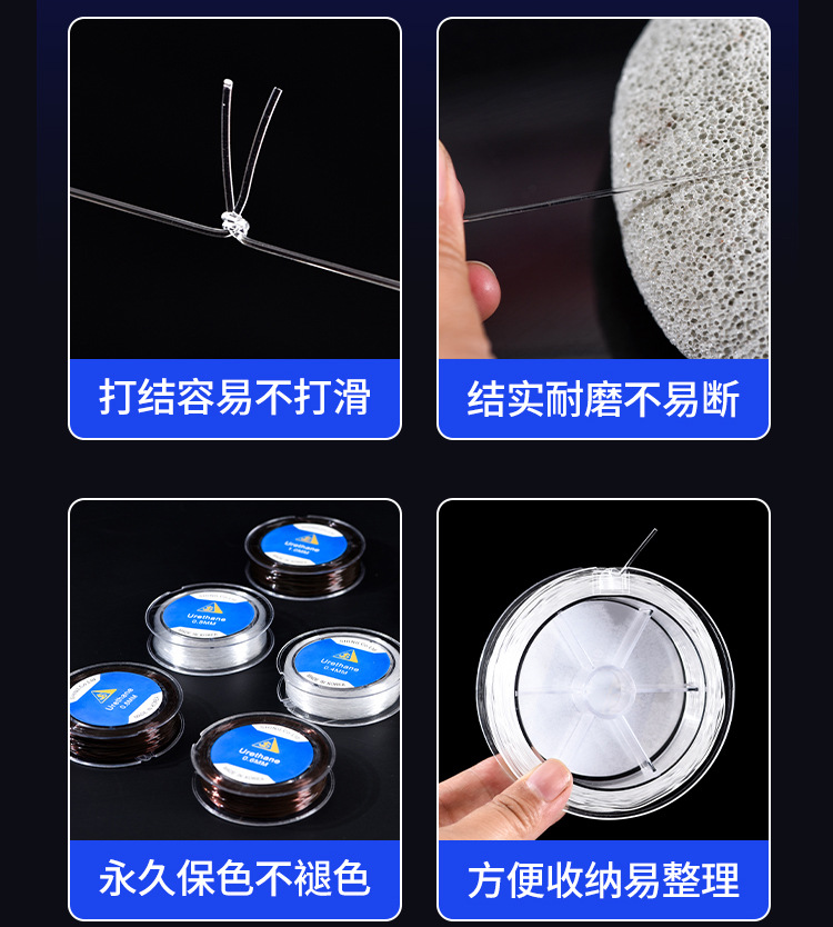 The Korean round ox tendon string bracelet features a loose and tight rope, transparent elastic string, and crystal string with beads, which is strong and wear-resistant pic 8