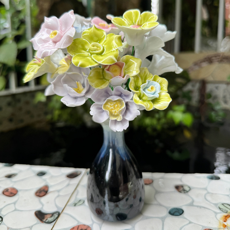 景德镇高温手工陶瓷花朵仿真假花装饰摆件花束DIY手捏陶瓷花永生详情5