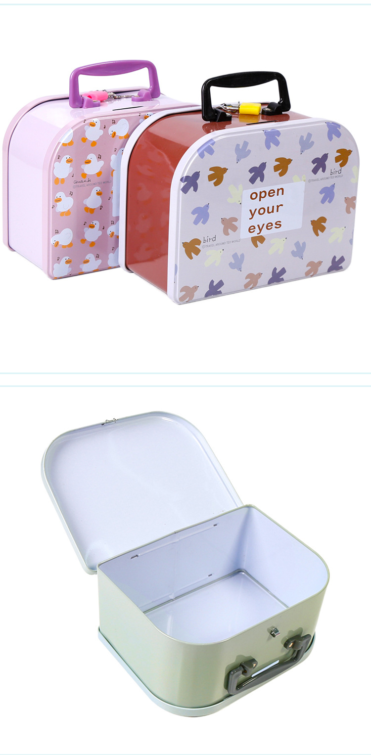 新款开学季时尚简约卡通设计方形大容量货币储蓄罐手提式存钱罐详情7