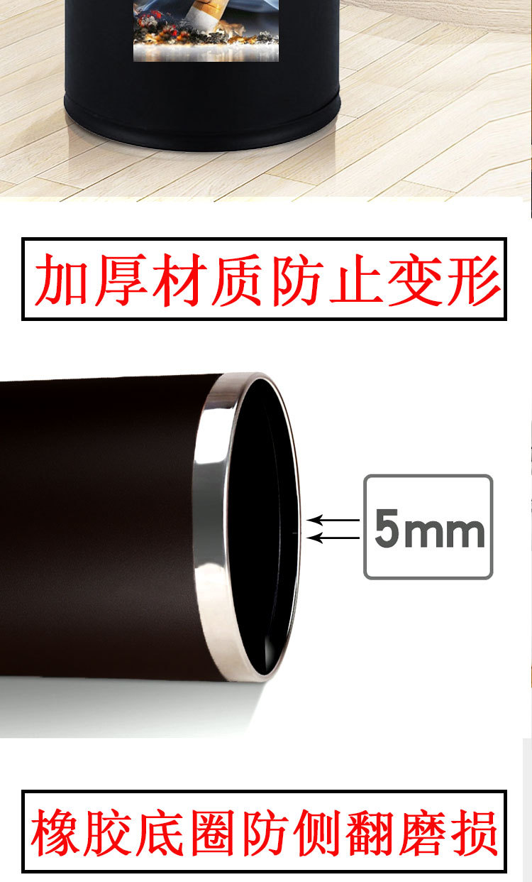 酒店专用客房垃圾桶家用洗手间不锈钢办公室长方形双层无盖带压圈详情8