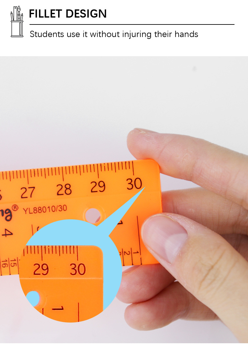 Yalong Cross-border plastic ruler 30 centimeters school ruler for students pic 5