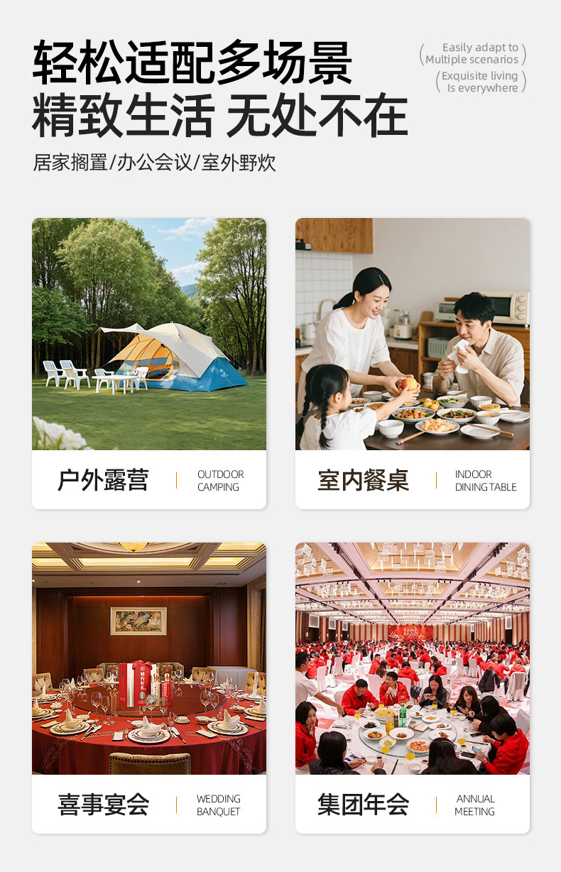 HDPE塑料折叠圆桌便携式白色折叠桌家用会议折叠餐桌礼桌1.8m详情7