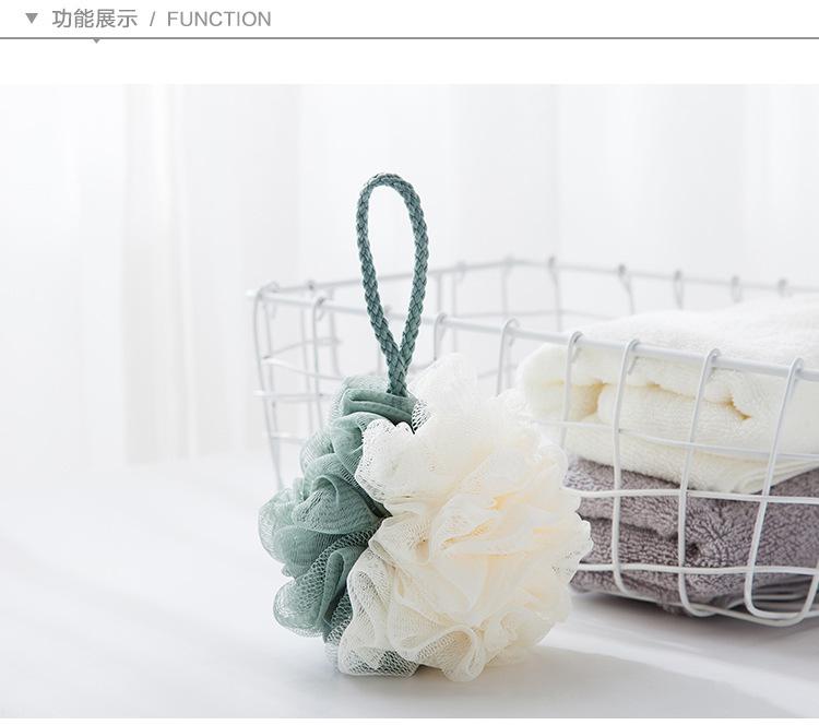 双色拼接成人泡澡球搓背丰富起泡不散超柔软搓澡去角质沐浴球花详情3