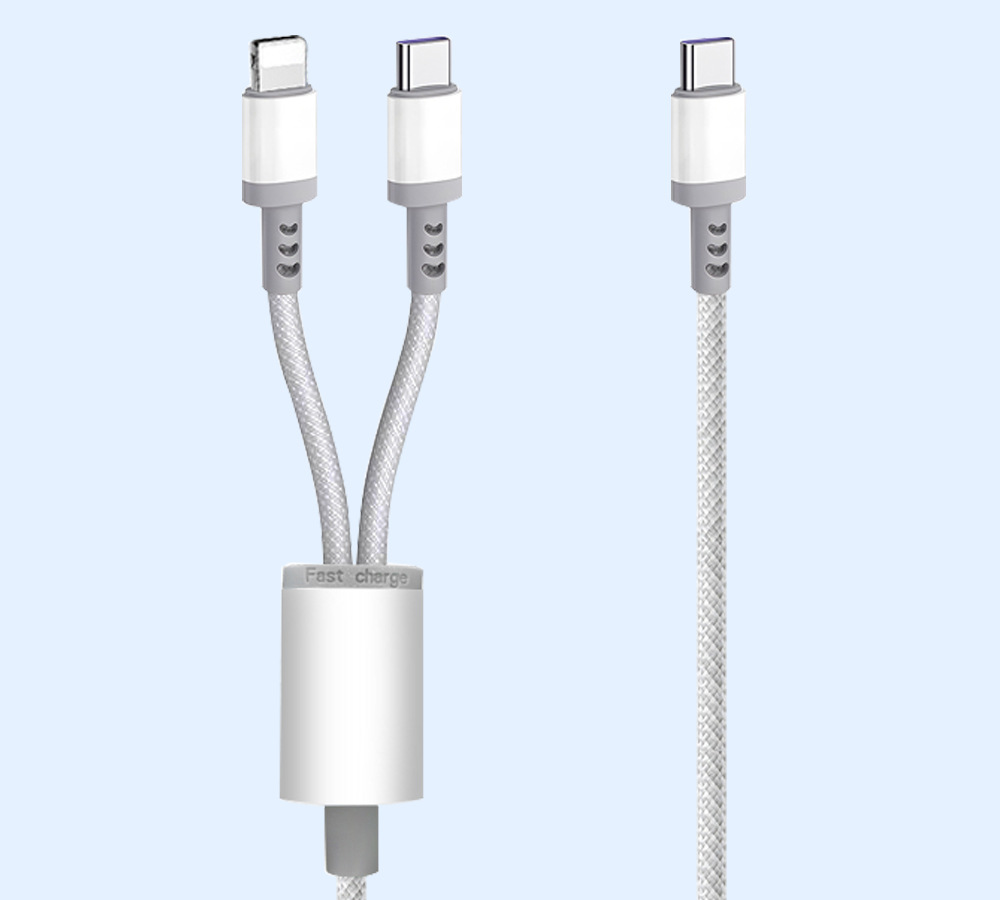 PD one drag dos cables de datos dos en uno cargador rápido para huawei apple 16 cable de carga de teléfono tejido con paquete pic 17
