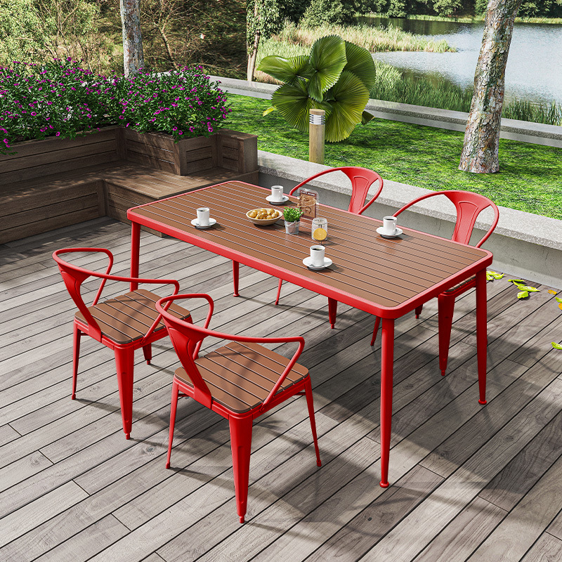 户外花园阳台防水防晒防腐木彩色桌椅室外塑木露天台庭院休闲桌椅详情8