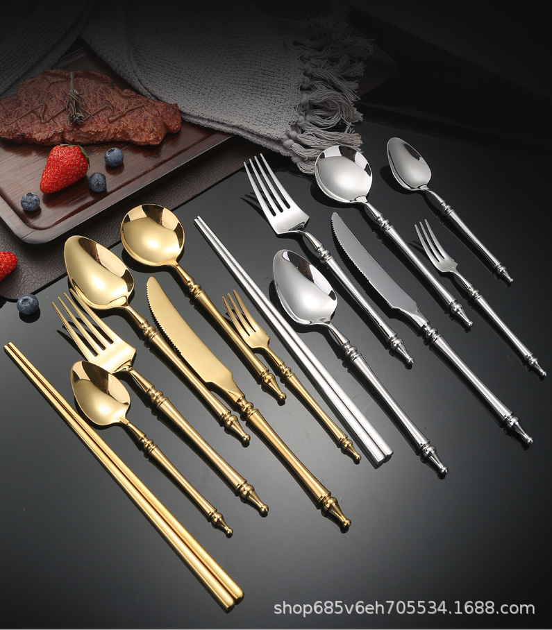 Legendary Western Cuisine knife, fork and Spoon Cross-border European Tableware Set, 304 stainless steel, home, restaurant and hotel steak knife and fork pic 14