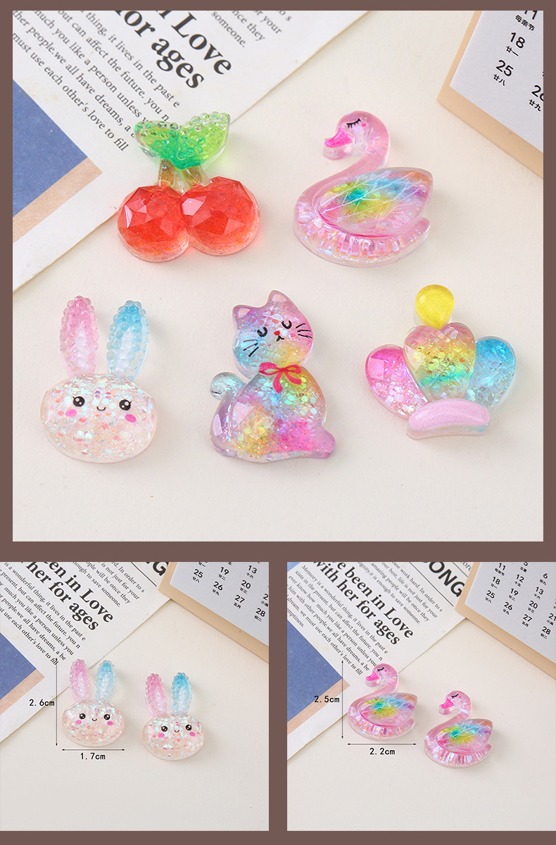 Korean cartoon luminous jewelry accessories, little rabbit, little cat, cherry patch, diy phone case, headwear, hair tie materials pic 15