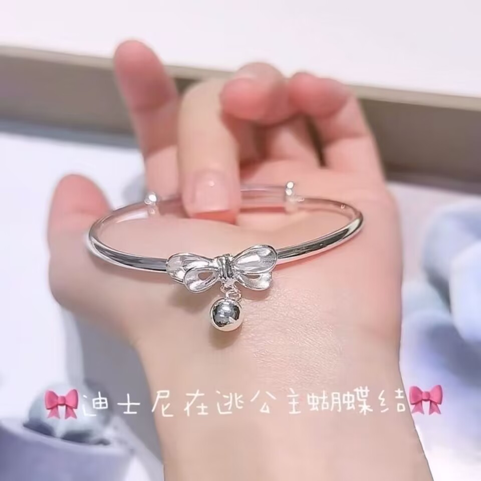 Mobius Strip, Princess on the Run, Bow Bell bracelet, Adjustable female opening, best friend bracelet, elegant jewelry pic 3