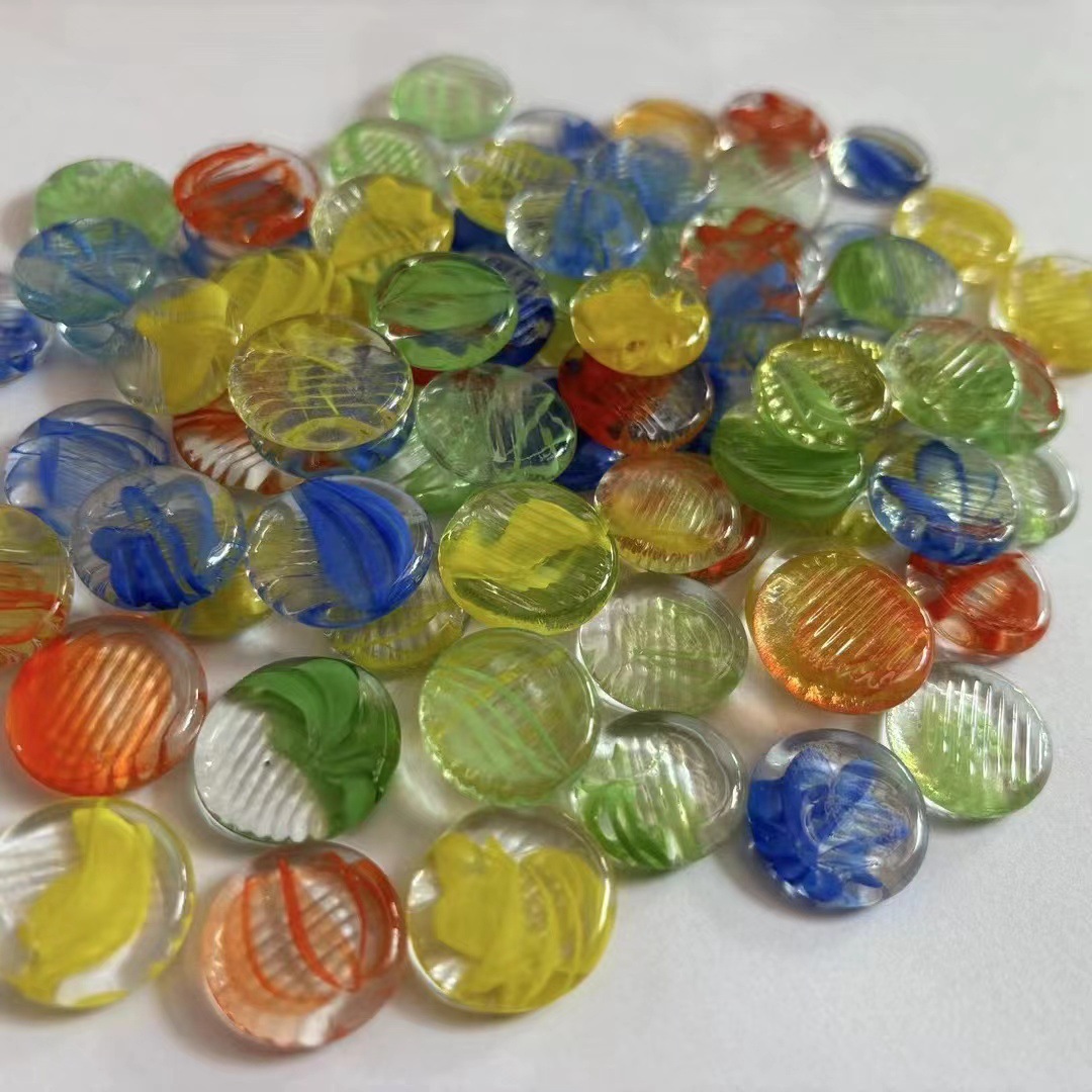 Factory direct supply of porcelain-colored glass flat beads, black and white Go stones, flower center decorative beads, glass handicrafts wholesale, glass beads supply pic 4