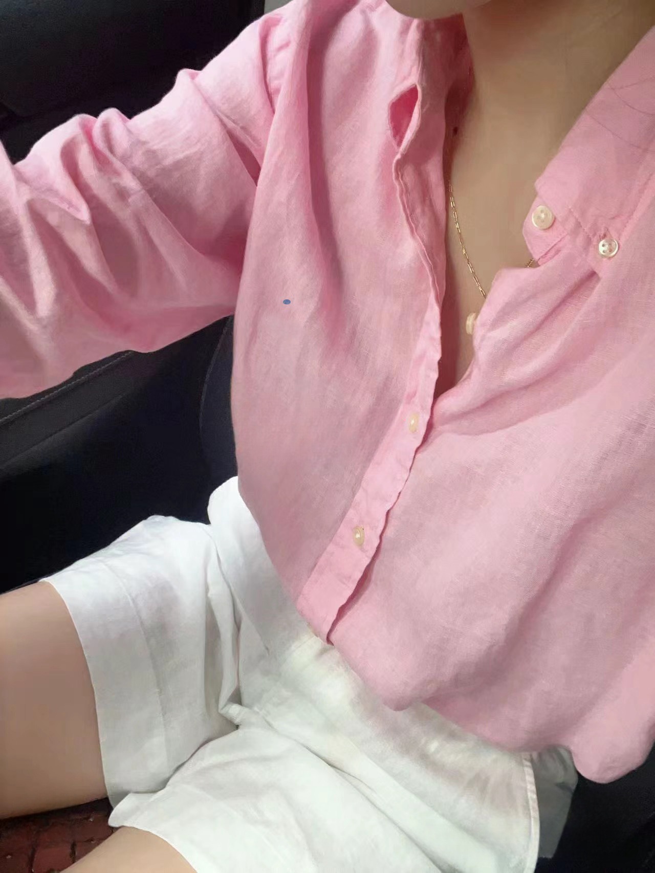 亚麻衬衫薄款小马标刺绣美式复古经典衬衣长袖POLO领防晒女上衣详情8