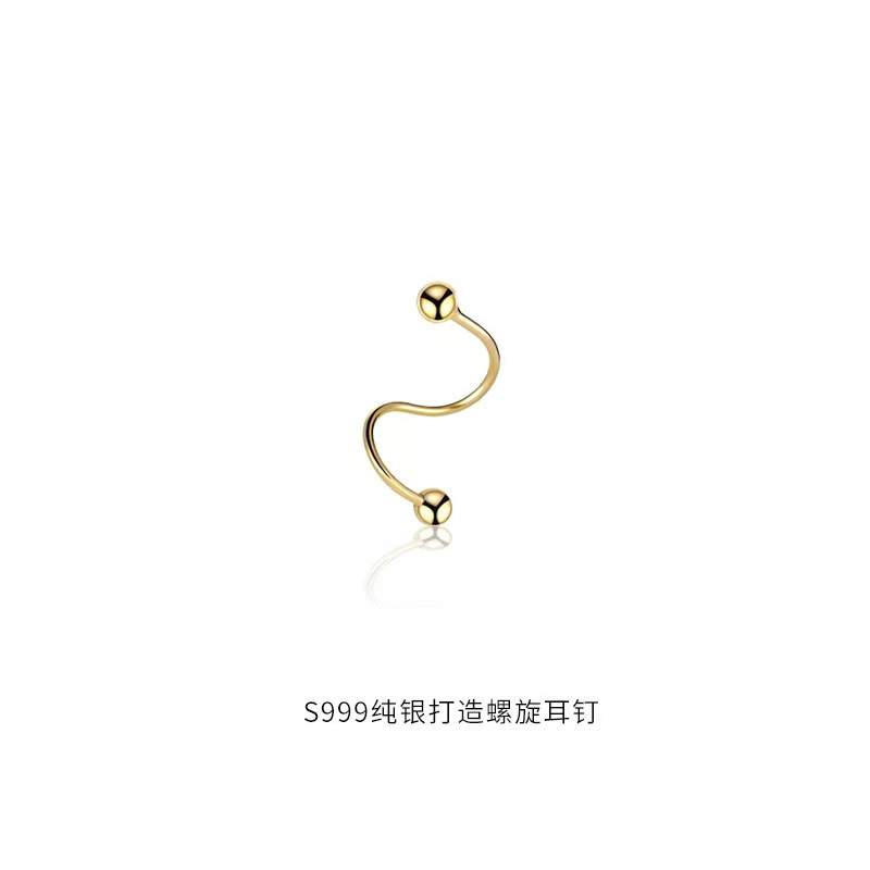 S999纯银弹簧耳钉S型高级感弯曲耳环螺丝气质轻奢百搭简约精致女详情10
