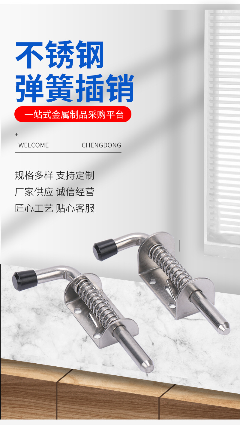 304 stainless steel spring pin, industrial heavy-duty pin, equipment, cabinet door, shelf hinge processing, spring pin pic 2
