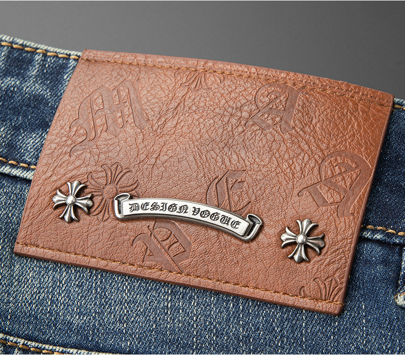 潮牌薄款复古蓝牛仔裤男士夏季高级感潮流修身直筒弹力休闲长裤男详情9