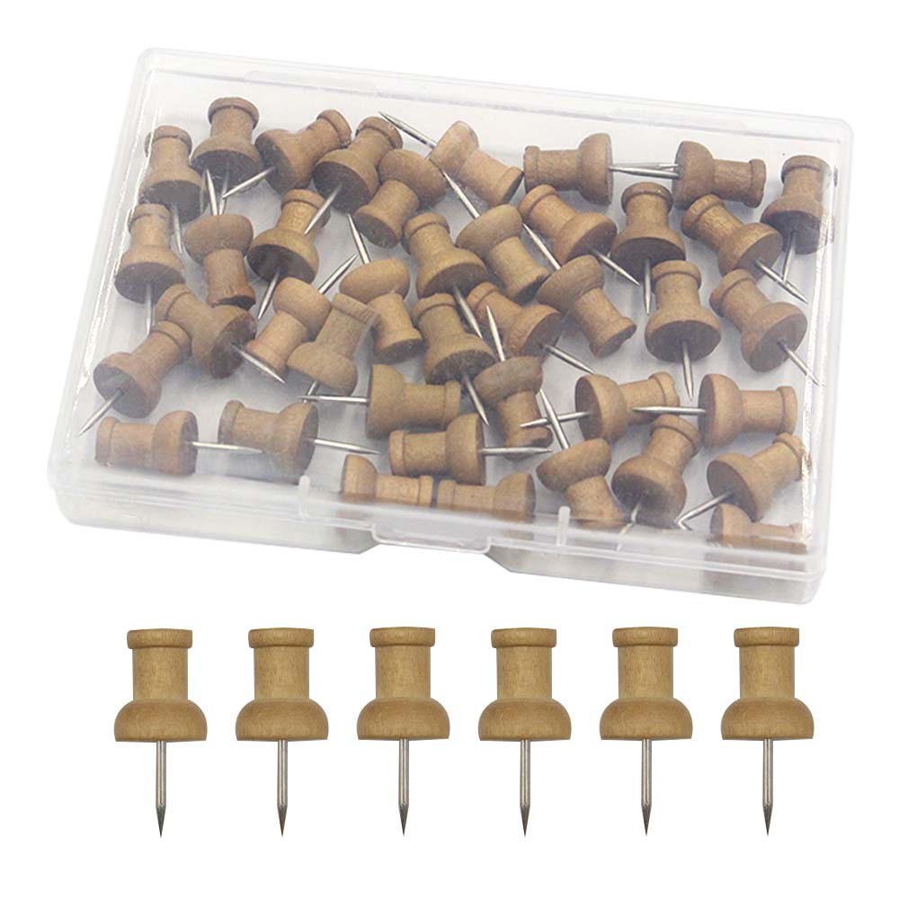 40 box-packed coffee-colored wooden I-shaped nails for DIY photo wall decoration, picture nails, cork board nails, and message board nails pic 5