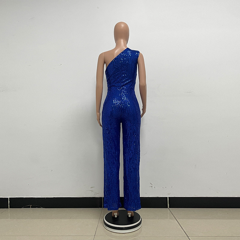 新中式无袖连体衣独立站夏季单肩亮片连体裤女批发详情24