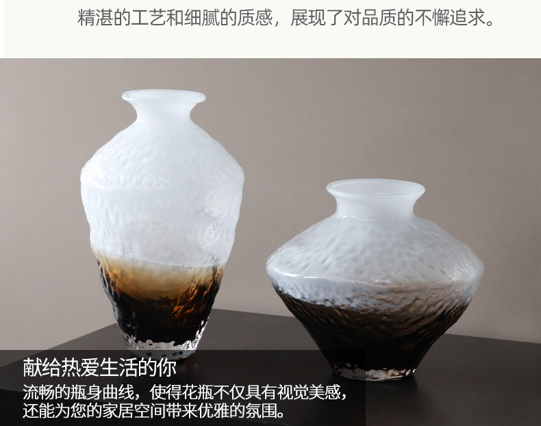富雅玻璃新款渐变色中古花瓶玻璃中式插花客厅玄关酒店禅意摆件详情10