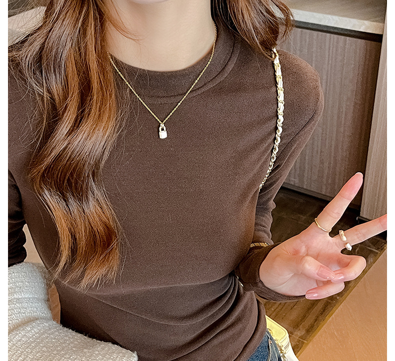 严选正肩打底衫女2025新款微米椰绒秋冬季打底内搭长袖高级感上衣详情15