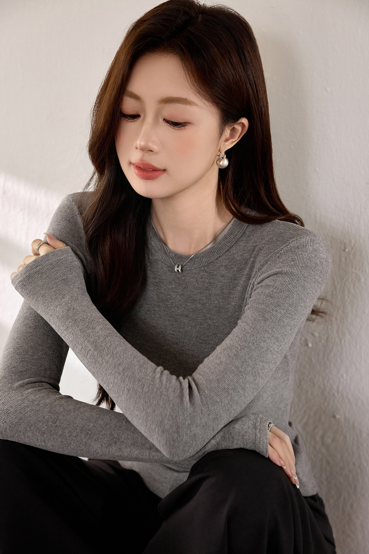 #双面磨毛# 精品慕斯羊绒软糯T恤女长袖2025秋冬新款内搭打底衫详情17