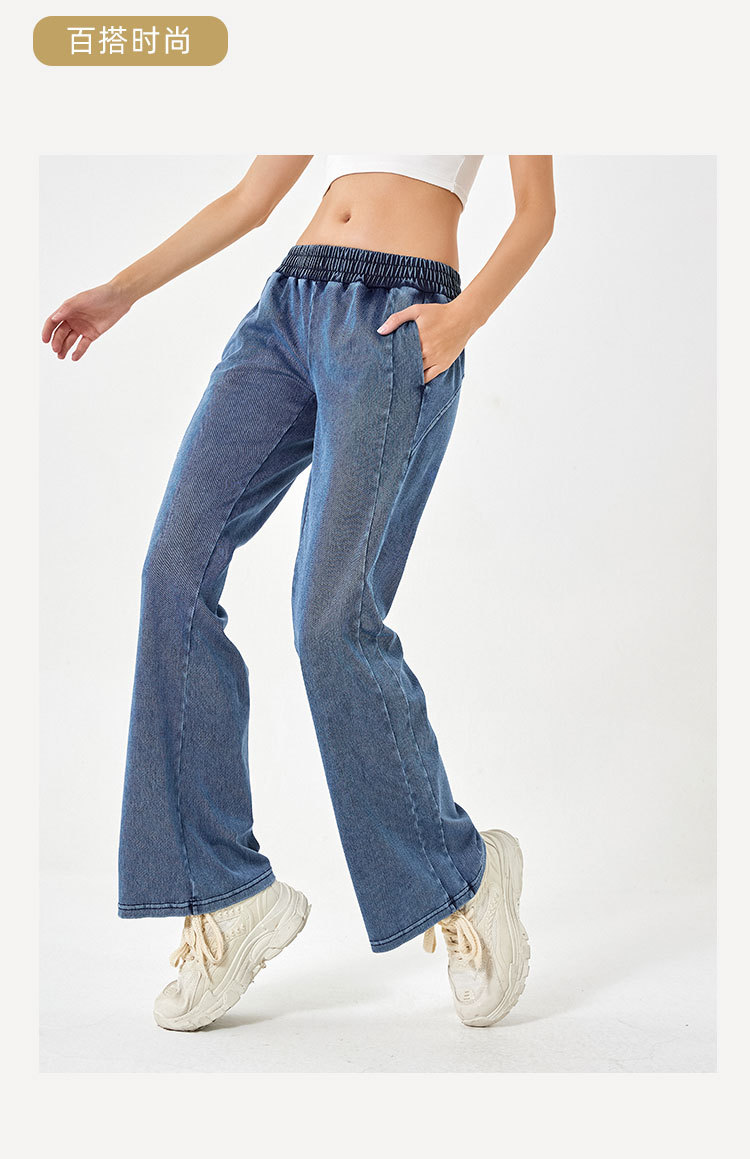New autumn and winter high-waisted loose and versatile jeans for women, tall, elastic and slimming, double-pocket elastic sports and fitness casual pants pic 17