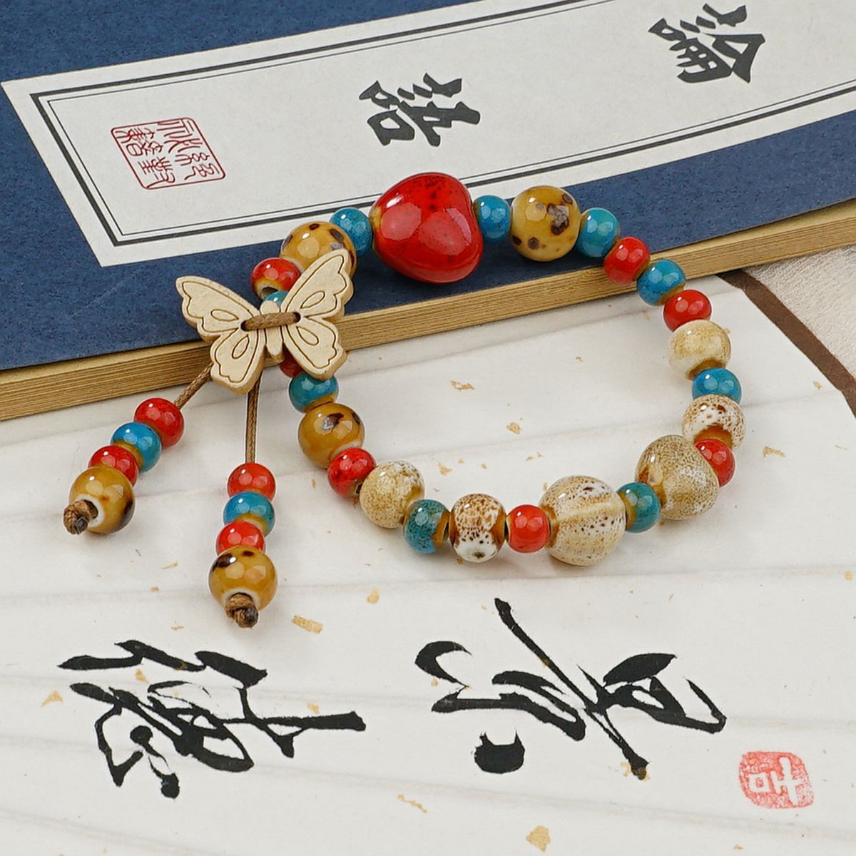 Ethnic-style ceramic beaded bracelet for women, light luxury and high-end feel, new Chinese-style retro bracelet, couple and best friend jewelry pic 5
