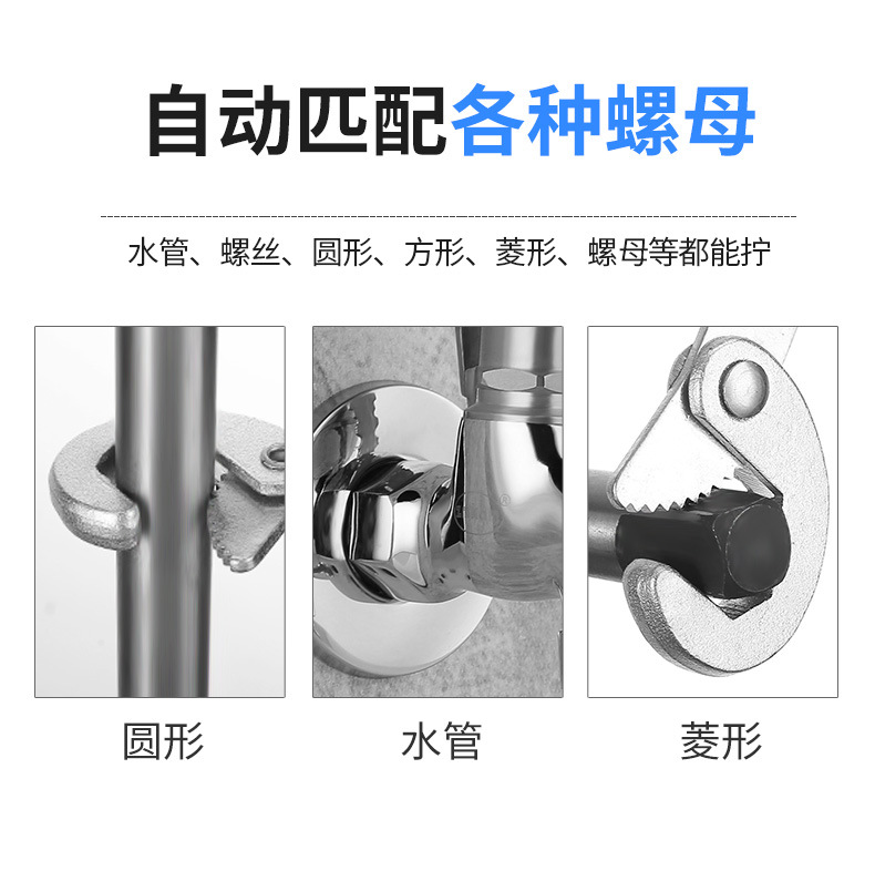 跨境活动扳手多功能活口管钳工具大开口两用卫浴锯齿万能扳子快速详情10