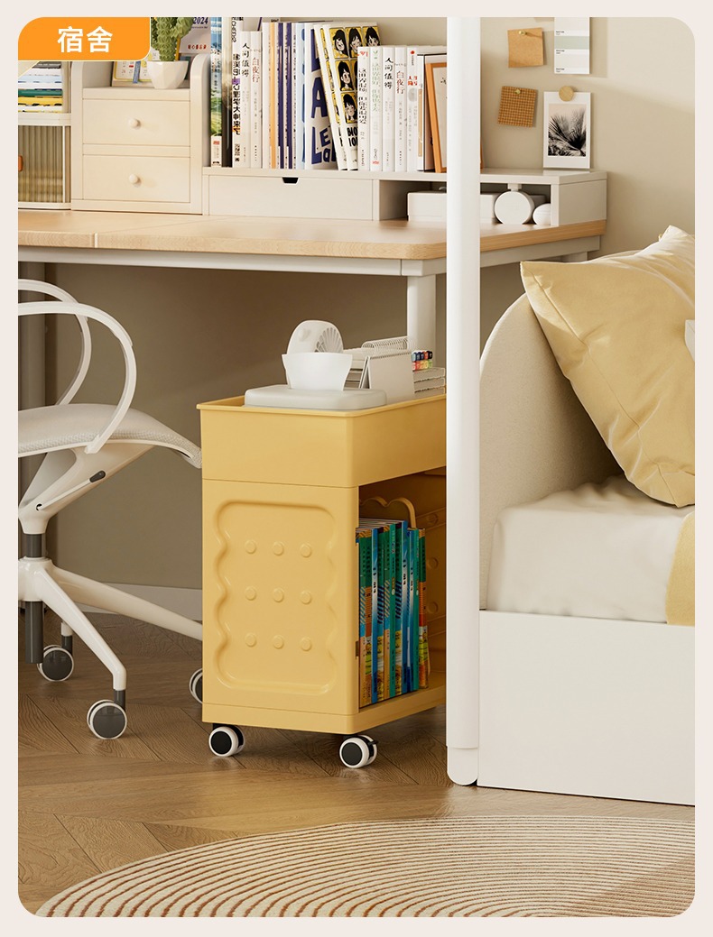 也雅书包置物架学生办公室收纳小推车带轮书架可动学生办公室批发详情23