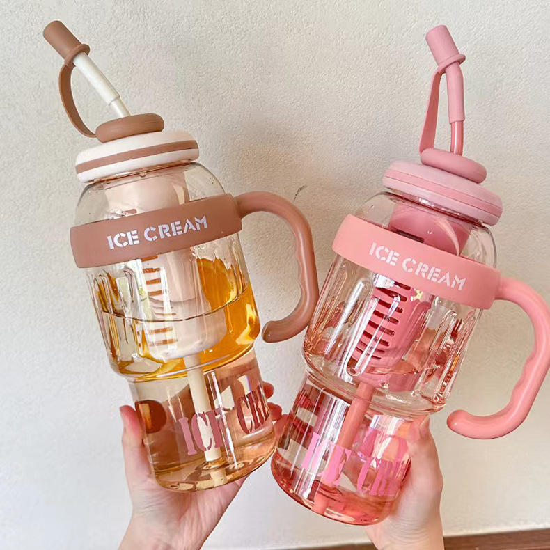 新巨无霸冰霸杯大容量水杯夏高颜值吸管大肚杯茶漏花茶便携塑料杯详情13