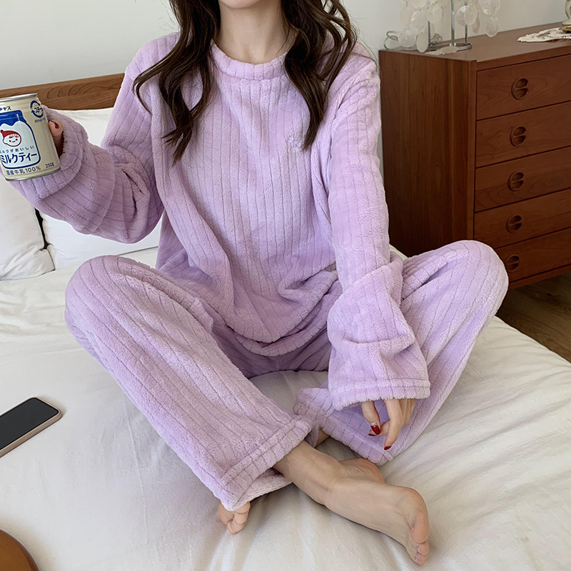 珊瑚绒睡衣女士2024年新款春秋冬季加厚大码冬天法兰绒加绒家居服详情13